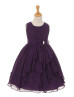 Pleated Chiffon Asymmetric Ruffled Flower Girl Dress